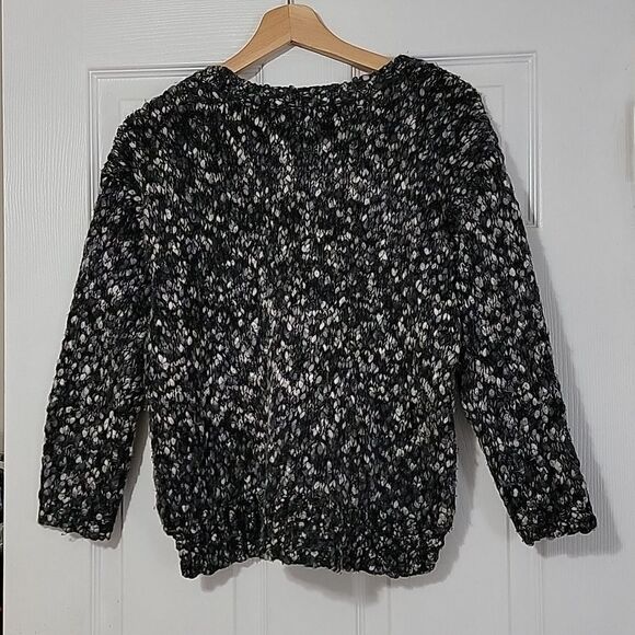 J. Jill wool blend nubby textured thick black and white crewneck sweater sz S P - Picture 2 of 9